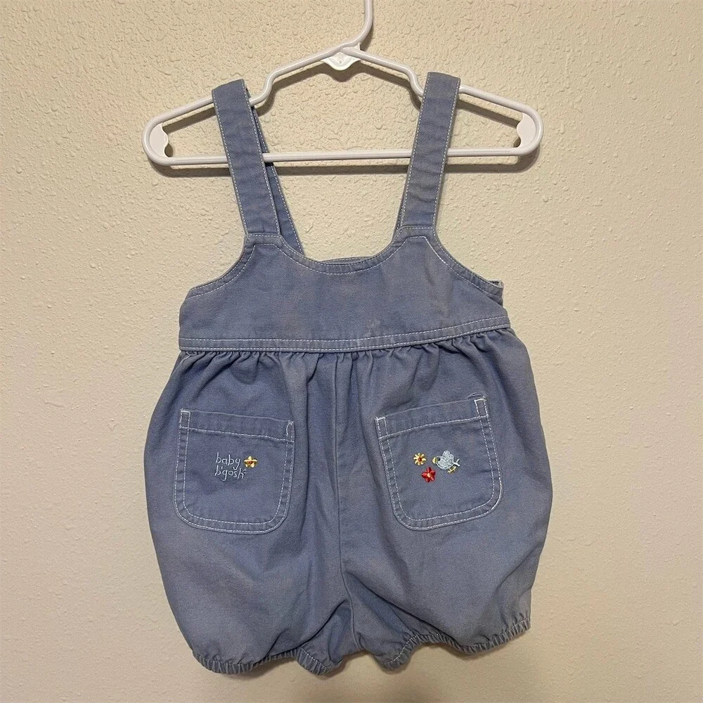 Vintage Carter’s Baby B'gosh Girls Romper Blue Bird & Flowers 12 Months
